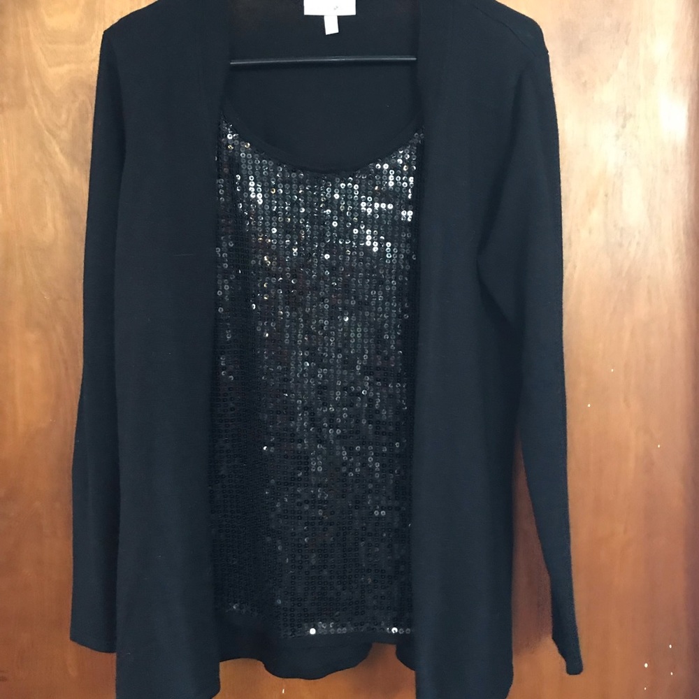Sparkle shirt with attached cardigan